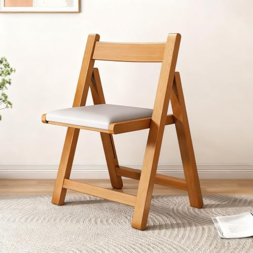 Tragbare, zusammenklappbare Holzstühle mit Rückenlehne, PU-Polsterung, stapelbar, Esszimmerstühle für Zuhause, Wohnzimmer, Veranstaltungen, 48,3 x 47,8 x 66,4 cm, stilvoll und bequem