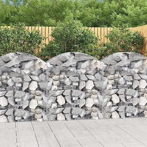 SKTQYQO Panier de gabion à arc 100 x 50 x 100/120 cm en fer galvanisé pour barrière acoustique et décoratif de jardin avec structure stable et crochets renforcés pour retenir les roches
