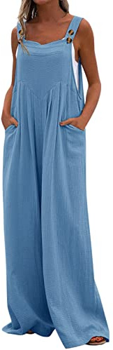 Salopette Donna Taglie Forti Estiva Casual Pettorina Elegante Jumpsuit Moda Curvy Abbigliamento Baggy Pantaloni Sciolti Multitasche Tuta Da Lavoro Quotidiani Comodi Salopettone Larghi Leggeri