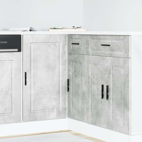 sephironlbb köksunderskåp Porto betonggrå av trämaterial 86 x 46 x 81,5 cm med justerbara fötter och gott om lagringsutrymme för kök, matsal, vardagsrum, fristående, med dörrar och hyllor