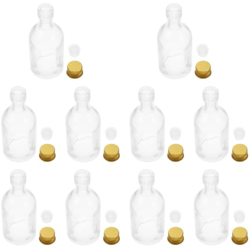 SHINEOFI 10 Pièces Mini-Bouteilles en Verre 50ml avec Couvercles, Portables et Faciles à Identifier, pour Voyage et Usage Mobile
