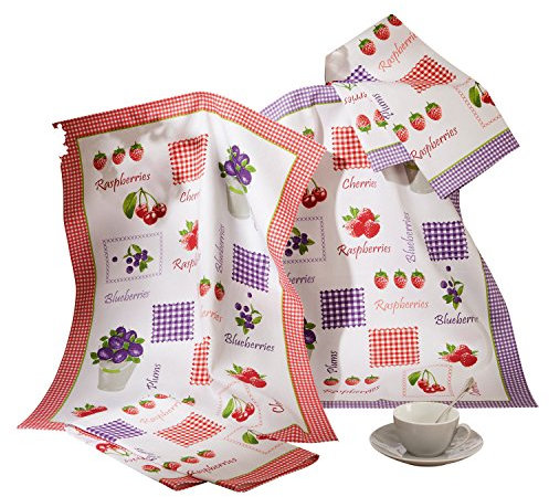 Erwin Müller Geschirrtuch 4er-Pack Baumwolle Obst Größe 50x70 cm