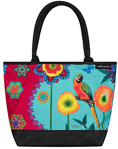 VON LILIENFELD Handtasche Damen Kunst Motiv Parrot in Paradise Shopper Maße L42 x H30 x T15 cm Strandtasche Henkeltasche Büro