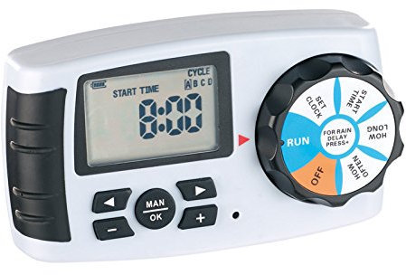 Royal Gardineer Beregnungscomputer: Digitaler Bewässerungscomputer mit Display und 4 Schlauch-Anschlüssen (Bewässerungscomputer 4 Ausgänge, 4 fach, Feuchtigkeitsmesser Pflanzen)