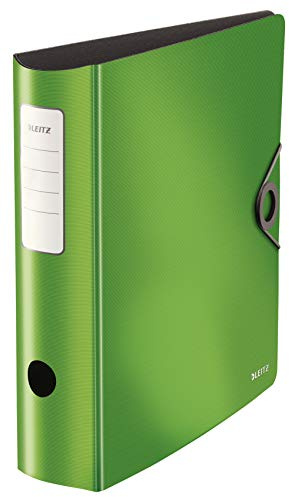 LEITZ 10471050 - Archivador de palanca polyfoam 180º lomo curvado cierre con goma Active Solid DIN A4 82 mm. color verde