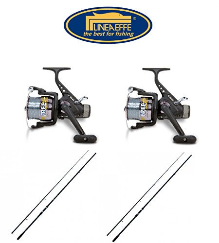 Lineaeffe Karpfen Angelset (1) 2 x Karpfenrute 3,60m 2,75lbs + 2 x Freilaufrollen Free Carp + Schnur