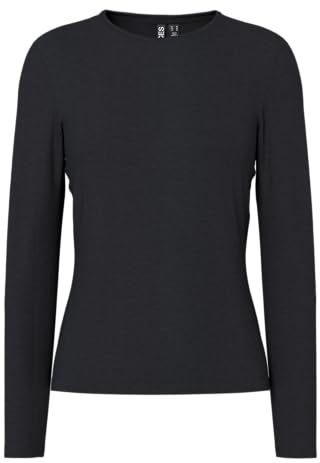 PIECES Dam Pcsirene Ls Tee Noos långärmad topp, Svart (svart svart), L