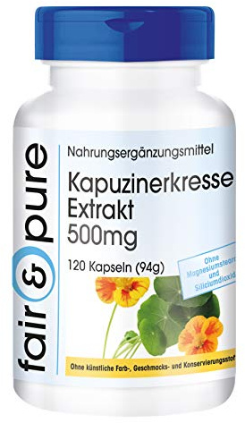 Fair & Pure® - Nasturtium Extract - 500mg - Tropaeolum majus - Vegan - 120 Capsules