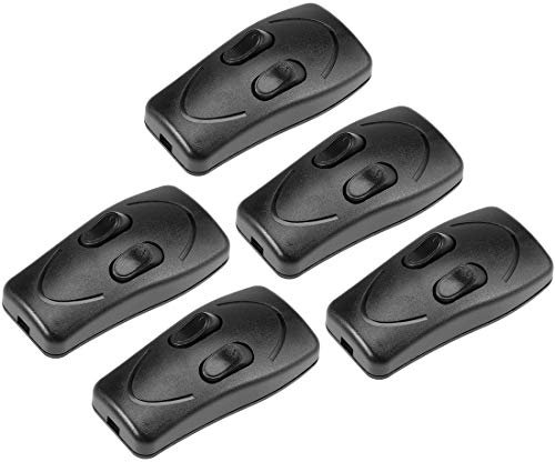 sourcing map 5Stk. Inline Schnurschalter AC 250V 1A Doppel Lampenlicht Wippschalter Schwarz