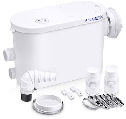 Aquamatix Silencio S Trituratore Pompa Maceratore 400W Sistema di Sollevamento 145L/min per WC sospeso 3 ingressi 8m Distanza di pompaggio verticale con Filtro a carbone