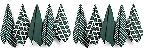 Penguin Home Premium-Geschirrtuch aus 100% Reiner Baumwolle für die Küche, Set mit 10 Küchentüchern, weiche und langlebige Küchentücher, Handtuch-Set, maschinenwaschbar, 65 x 45 cm, Farbe – Grün