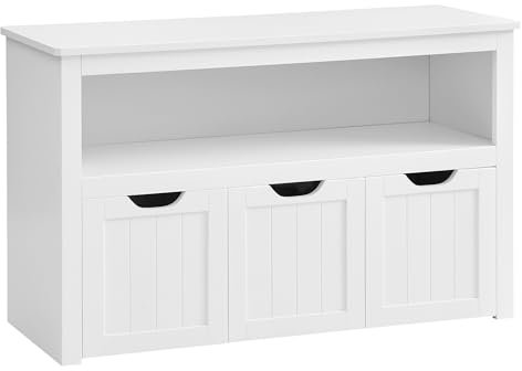 VASAGLE Kinderregal, Spielzeugaufbewahrung für Kinder, Aufbewahrungsschrank, Spielzeugschrank, Aufbewahrungsbox mit Rollen, Spielzeugregal, für Kinderzimmer, 30 x 102 x 60 cm, weiß LHS380W01