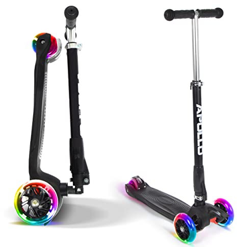 Apollo Kids Whiz LED Roller, Faltbarer Scooter für Kinder ab 3 Jahre, LED Räder, für Jungs und Mädchen egal ob 3 4 5 oder 6 Jahre alt, Stabiler Kinderroller für EIN sicheres Fahrgefühl, Tretroller