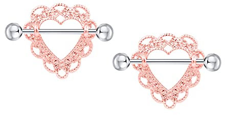 Luxe Modz Brustwarzenpiercing Barbell Chirurgenstahl Herz Rosegold Design Paarpreis