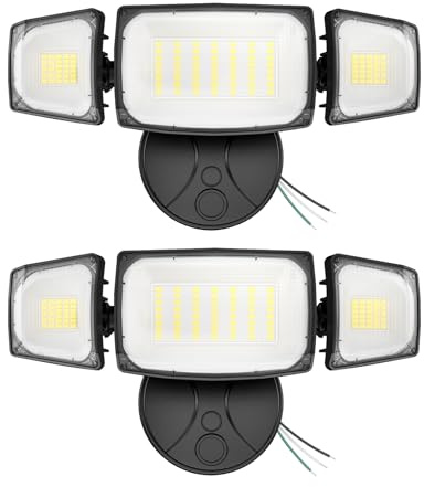 Olafus 80W Flood Lights Outdoor 2 Pack, Switch Controlled LED Security Lights 8000LM, 6500K Outside Floodlight, IP65 Waterproof Exterior Light Fixture for House, Yard, Garage, Wall/Eave Mount Black