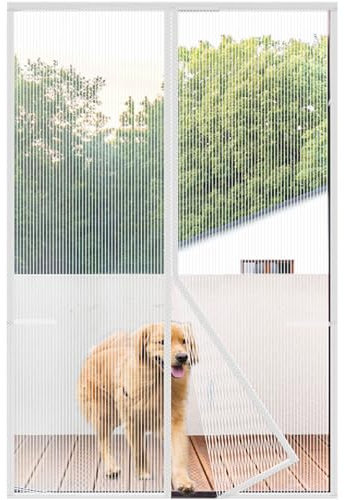 Risareyi Magnet Fliegengitter Tür Insektenschutz Balkontür 185x220cm, Moskitonetz Tür Reißfest Magnetvorhang für Wohnzimmer Kellertür Terrassentür, Kinderleichte Klebemontage Ohne Bohren, Weiß