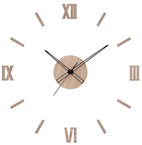 PRIM Veneer DIY Wanduhr Holz, Made in EU, Wood Wand-Deko ∅ von 600 bis 1000 mm, 3D Holz-Ziffern, Holz Wanduhr Groß XXL, Wanduhr Küche, Schlafzimmer (Helles Holz/Remus)