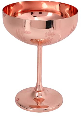 QANYEGN Martinigläser, Martini Cocktailglas, Stainless Steel Champagne Gläser, Cocktailschale Rotweinglas Für Zuhause, Party, Bar und Restaurant, Weizenspitze Roségold