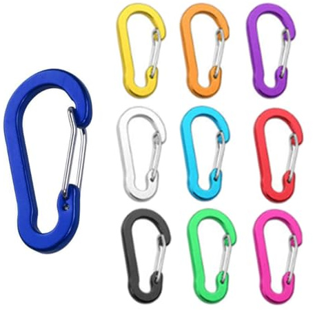 ViLiyDuo 50 Stück Karabiner Schlüsselanhänger, Aluminium Karabiner Bunte Klein Karabiner Mehrzweckkarabiner D Form Karabinerhaken für Camping Reisen Wandern Rucksack (4 Farben)