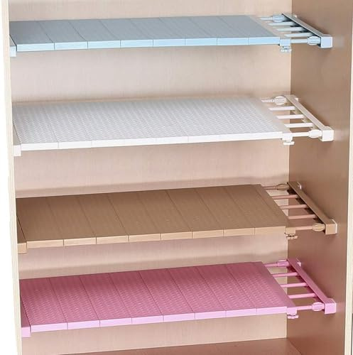 Estante Extensible Ajustable Rack de Almacenamiento Separador para Armario, Biblioteca, Closet, Divisor DIY Organizador de Barra para Cocina, Baño, Dormitorio (Blanco, Longitud: 38-55cm; Ancho: 35cm)