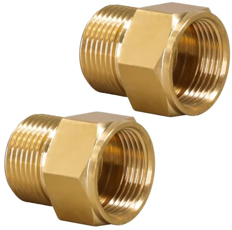 Napredak Pressure Washer Hose Adapter M22 Female to M22-15mm Male Fitting, Brass Power Washer Connector Accessories for Wand/Water Gun/Reel Kit/Foam Cannon, 2 PCS