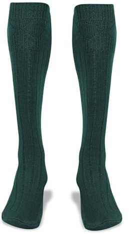 BELGLY Calzini da kilt da uomo Abbigliamento tradizionale scozzese delle Highland Calze da kilt in lana Scaldamuscoli casual per matrimoni e sport, Verde, L