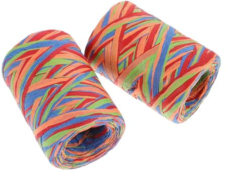 ULDIGI 2rollen Bunte Raffia-papierschnur Pro Für Geschenkverpackungen -dekorationen Und Weihnachtsfeiern Vielseitig Einsetzbar Für Kreative Projekte Und Bastelarbeiten