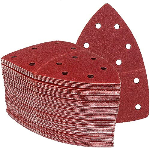 Feuilles abrasives Tampons abrasifs à crochets et Lot de 10 disques de papier de verre auto-adhésifs triangulaires à 11 trous for ponceuse Delta, outils abrasifs for le polissage, grain 40-2000(400 Gr