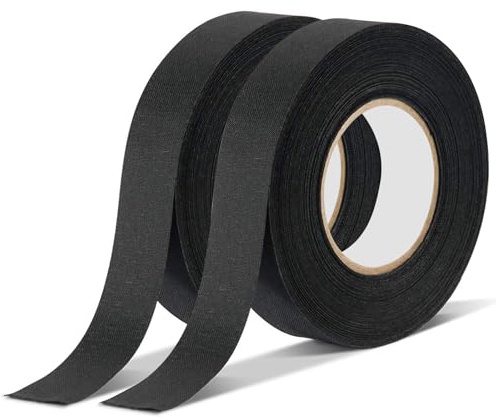 GmwyCzV 2 Pezzi Nastri di Bastone di Hockey, Nero Adesivo Nastro Antiscivolo, 25M X 25MM Nastro per Impugnatura Autoadesivo, Nastro di Presa per Sport per Racchette da Hockey, Racchetta da Golf