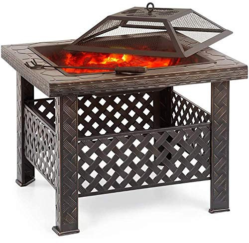 bttllke Brasero al Aire Libre con Estante para Parrilla de Barbacoa Chimenea de Metal para jardín Brasero para Patio Estufa Brasero Chimenea al Aire Libre Parrilla para Barbacoa Atizador