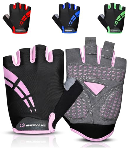 Westwood Fox Fahrradhandschuhe für Herren und Damen Halbfinger-Gel-gepolsterte rutschfeste Mountainbike-Handschuhe atmungsaktive Stoßdämpfung griffige Handfläche