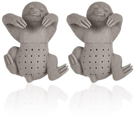 2 Piece Sloth Tea Infuser, Loose Tea Strainer, Durable Silicone Tea Infuser, Reusable Tea Strainer, Fun Little Gift