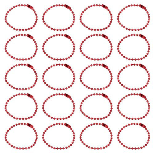 QUARKZMAN 50Pz 5 Pollici Catena a Sfera, Catena a Sfera in Metallo con Connettori per Portachiavi Ornamento Appeso Tag Gioielli Collana Decorazione di Natale, Rosso