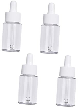 VICASKY Lot de 4 flacons en verre - de hydratante - Rechargeable - Bouteille vide en verre - Bouteilles compte-gouttes simples en - Blanc