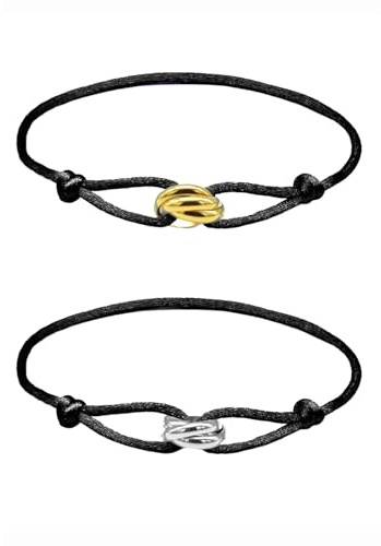 Sikweny 2 Pièces Bracelets pour Homme Conception Réglable Bracelet Tissu Léger et Portable Bijoux Homme Conception étanche Utilisé pour Noël Anniversaire Thanksgiving Anniversaire de Mariage