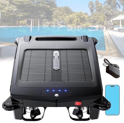 Skimmer robótico de piscina alimentado por energía solar, aspiradora inalámbrica con prevención inteligente de obstáculos y control de aplicación para una limpieza eficiente de la piscina
