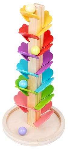 Pista per biglie in legno con albero musicale Montessori, giocattolo educativo con palline cadenti, gioco di apprendimento con palline e ordinamento dei colori per bambini e bambine di 4-8 anni