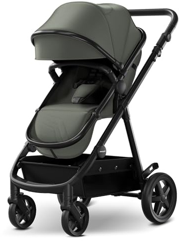 Mompush Meteor2 Baby Stroller 2-in-1 with Newborn Mode, Large Shock-Absorbing Wheels, Car Seat Adapter Included – Full-Size Infant & Toddler Stroller for All-Terrain Family Outings