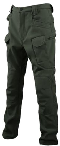 Generisch Pantalon Cargo Outdoor avec doublure en polaire, idéal pour le camping, les voyages, l'hiver et le travail - Utility, Vert armée., M