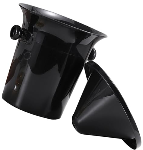 SHINEOFI Seau à Glaçons Noir en Plastique Bac à Glace Robuste et Lisse Entonnoir Anti-Éclaboussures Seau à Vin Portable pour Bar Karaoké et Hôtel Rafraîchisseur de Bouteilles de Bière