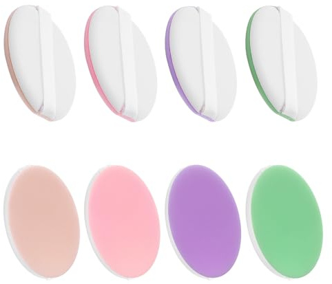8 Pcs Round Powder Cosmetic Puff Sponges with Strap Soft Makeup Pads for Pressed & Loose Powder, Face Foundation, Blending, Daily Use & Travel, Reusable Cosmetic Sponge Applicators
