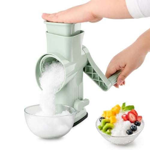 Xanthelle Manuale ABS Tamburo, Tritaghiaccio, con Ventosa, Macchina per Slush, Produttore di Ghiaccio Tritato, Tritaghiaccio, BPA-Free, per Cocktail Slushie, Verde