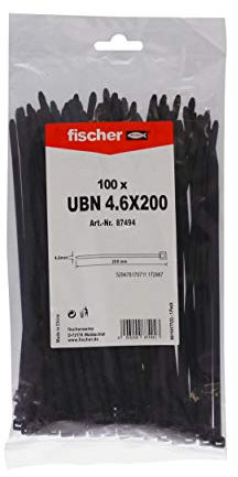Fischer UBN 4,6x200 Nere, 100 Fascette Nylon Elettricista Stringi Cavi