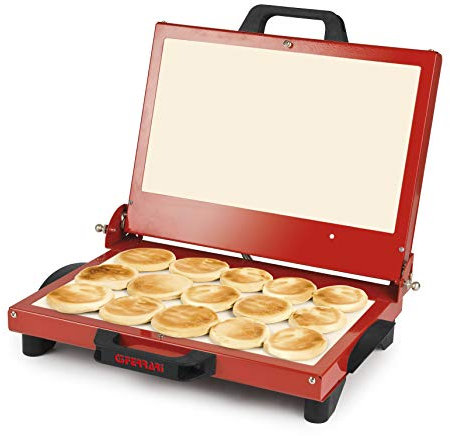 G3 Ferrari G10025 Tigella Mia Tigelliera e Tostiera, 1200 W, Pietre refrattarie XXL, Termostato regolabile, Rosso