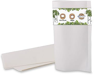 BIOZOYG Einschlagpapier Fettdicht KIT 5-6 I 100% biologisch abbaubarer, kompostierbares Einpackpapier I 1000 Stück Verpackungspapier Zuschnitte 43 x 35 cm unbedruckt reißfest weiß