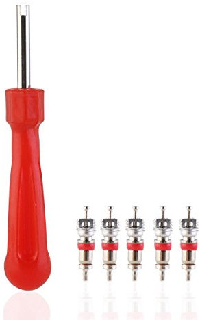VORCOOL Tyre Valve Core Remover Removal Tool Key 5 Valve Cores for Car Bike Motorbike Car Truck Motorcycle Replacement Tire Tyre Valve Stem Core Part