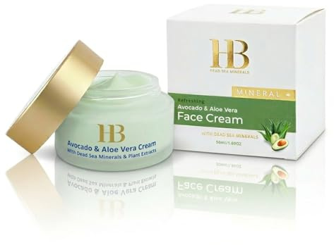 H&B Intensiv avokado och aloe vera kräm 50 ml – fuktgivande ansikts- och kroppskräm med naturliga oljor och döda havsmineraler för mjuk, slät och återfuktande hud
