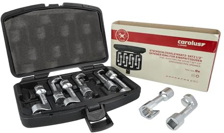 carolus 0559.2008 Steckschlüsseleinsatz-Satz 1/2 Zoll / 13-teiliger Satz/Steckschlüsselsatz 12-kant/offener Ring für Einspritzdüsen