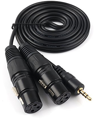 SiYear Unbalanced 3.5 mm (1/8Inch) mini jack Stereo TRS to Dual XLR 3 Pin female Interconnect Cable,Y splitter patch cable cord (1.5M/5FT)