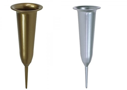 Grabvasen Gold und Silber, Steckvasen Kunststoff. Länge 28,5 cm. 2 Stück Sortiert